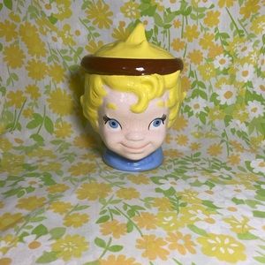 Pixie elf Angel head Shaped Cookie Jar 1970 Signed 8 Inch Ceramic
